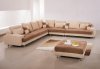 Two-Tone Fabric Modern Sectional Sofa w/Ottoman & Pillows