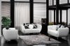 White Bonded Leather Modern 3Pc Sofa Set w/Accent Pillows