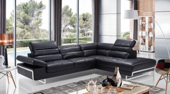 2347 Sectional Sofa in Black Leather by ESF [EFSS-2347]