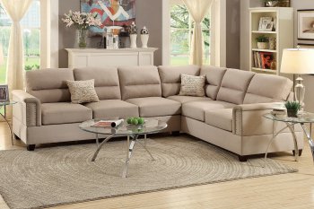 F7860 Sectional Sofa in Sand Fabric by Boss [PXSS-F7860]