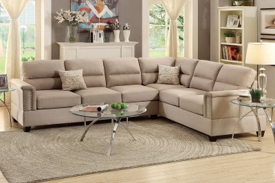 F7860 Sectional Sofa in Sand Fabric by Boss