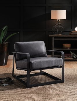 Locnos Accent Chair 59944 in Gray Top Grain Leather by Acme [AMAC-59944 Locnos]