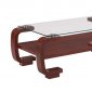 Clear Glass Top Coffee Table w/Cherry Wooden Base & Shelf