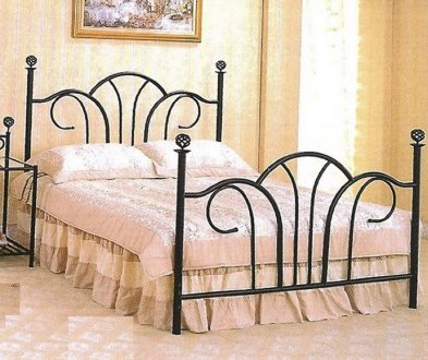 Satin Black Finish Modern Metal Bed