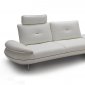 White Leather Modern Sectional Sofa w/Console & Orange Trim