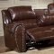 Cognac Brown Bonded Leather Living Room Sofa w/Recliner Seats