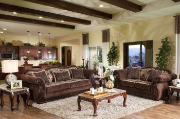 Kensett Sofa SM6210 in Brown Chenille Fabric w/Options [FAS-SM6210 Kensett]