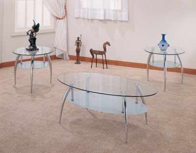 Occasional 3PC Set w/Glass Top and Chromed Legs Tables