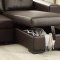 F6930 Convertible Sectional Sofa Espresso Faux Leather by Boss