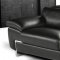 Black Full Italian Leather Modern Sectional Sofa w/Steel Legs