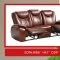 Brown Leather Living Room Set With Recliner Seats