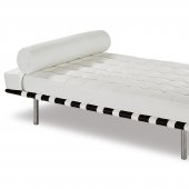 Black or White Button-Tufted Leather Stylish Day Bed w/Bolster