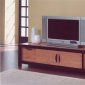 Honey Maple Finish Modern Tv Stand With Wooden Sliding Doors