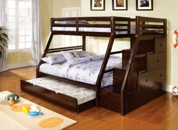 CM-BK611EX Ellington Twin/Full Bunk Bed in Dark Walnut w/Options [FAKB-CM-BK611EX Ellington]