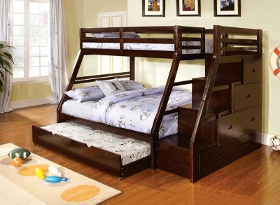 CM-BK611EX Ellington Twin/Full Bunk Bed in Dark Walnut w/Options