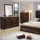 Dark Oak Finish Contemporary 5PC Bedroom Set w/Marble Tops