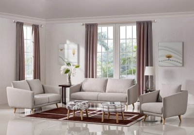 Dakota Sofa Set 3Pc MB-1660 in Beige Fabric by VIG