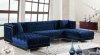 Moda Sectional Sofa 631 in Navy Velvet Fabric by Meridian