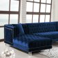 Moda Sectional Sofa 631 in Navy Velvet Fabric by Meridian