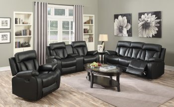 Avery Motion Sofa 645 in Black Bonded Leather w/Optional Items [MRS-645BL Avery]