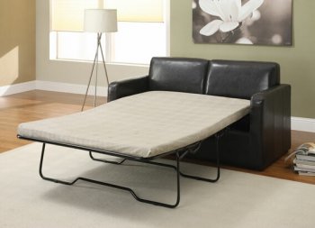 Espresso Leatherette Modern Sofa w/Full Size Sleeper [AMS-15273-Casby]