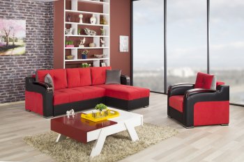 Divan Deluxe Sectional Sofa in Red Fabric by Casamode [CMSS-Divan Deluxe Truva Red]