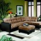 Modern Two-Tone Sectional Sofa and Matching Cocktail Ottoman Set