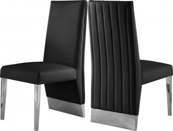 Porsha Dining Chair 750 Set of 2 Black Faux Leather by Meridian [MRDC-750 Porsha Black]