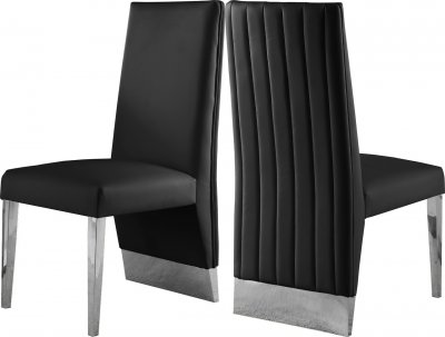 Porsha Dining Chair 750 Set of 2 Black Faux Leather by Meridian