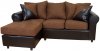 Cinnamon Fabric & Chocolate Bicast Contemporary Sectional Sofa