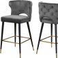 Kelly Counter Stool 791 Set of 2 Grey Velvet Fabric by Meridian