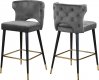 Kelly Counter Stool 791 Set of 2 Grey Velvet Fabric by Meridian