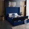 Kiki Upholstered Bed in Navy Velvet Fabric by Meridian