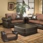 Mocha Fabric & Chocolate Vinyl Sofa and Loveseat w/Options