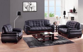 7174 Sofa in Black Bonded Leather by American Eagle w/Options [AES-7174 LBL]