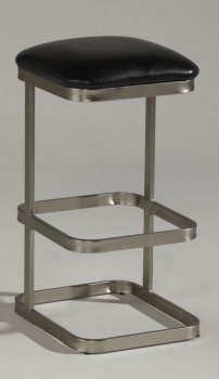 Black Vinyl & Nickel Plated Metal Frame Set of 2 Barstools [CYBA-0702-BS-Black]