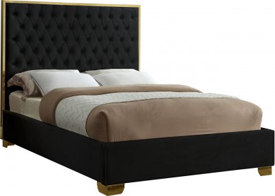 Lana Upholstered Bed in Black Velvet Fabric - Meridian w/Options