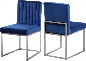 Giselle Dining Chair 779 Set of 2 Navy Velvet Fabric - Meridian [MRDC-779 Giselle Navy]