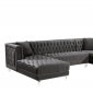 Moda Sectional Sofa 631 in Grey Velvet Fabric by Meridian