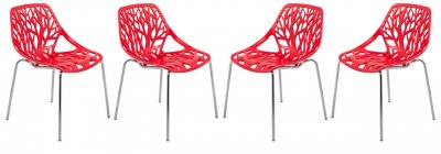 Asbury Set of 4 Dining Chairs AC16R in Red by LeisureMod