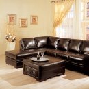 Dark Brown Bycast Leather Sectional Sofa w/Storage Ottoman