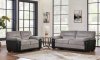 UMC7KD Sofa & Loveseat in Grey Fabric & Black PVC by Global