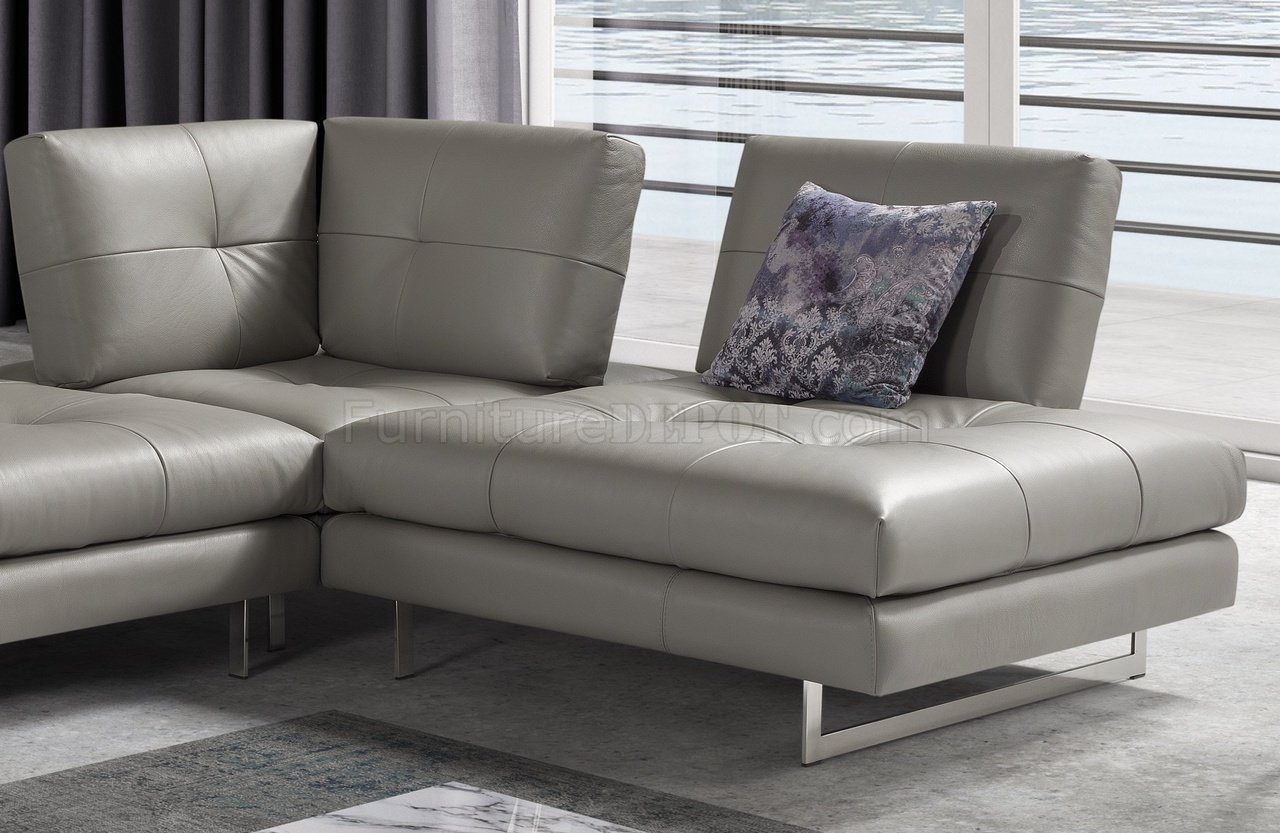 Prive Sectional Sofa in Grey Leather by J&M