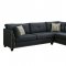 Laurissa Sectional Sofa w/Ottoman 54365 Dark Blue Linen by Acme