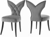 Leandra Dining Chair 742 Set of 2 Grey Velvet Fabric - Meridian