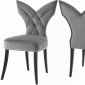 Leandra Dining Chair 742 Set of 2 Grey Velvet Fabric - Meridian