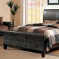 Espresso Bycast Leather Finish Modern Bed w/Oversized Headboard