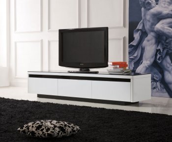 White Finish Modern Entertainment TV Center w/Black Top [EFTV-2092-White]