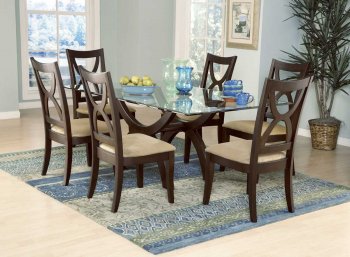 Rich Espresso Finish Glass Top Modern Dining Table w/Options [HEDS-5312-72-Stardust]