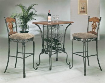 Wooden Top & Metal Base Classic Pub Table w/Optional Stools [CTCDS-TBL121-STL279]